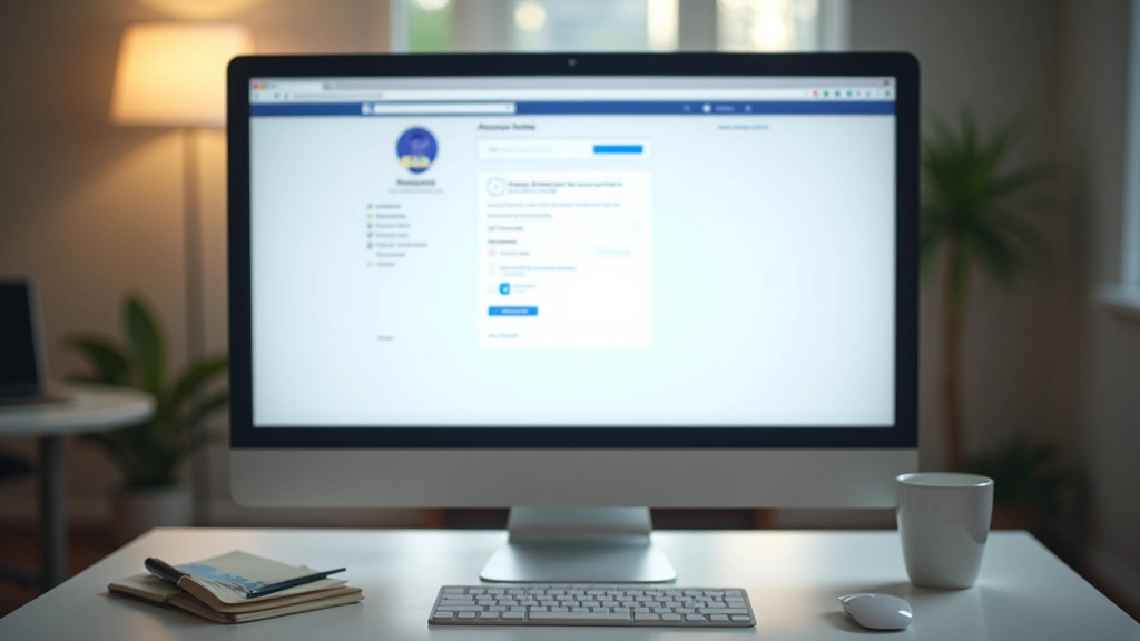 Desktop computer screen showing Facebook signup form with email field, name input, and password creation section