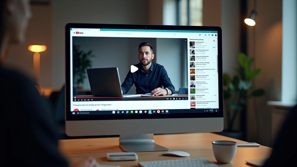 Desktop screen showing YouTube recommendations sidebar with multiple video thumbnails and view counts displayed