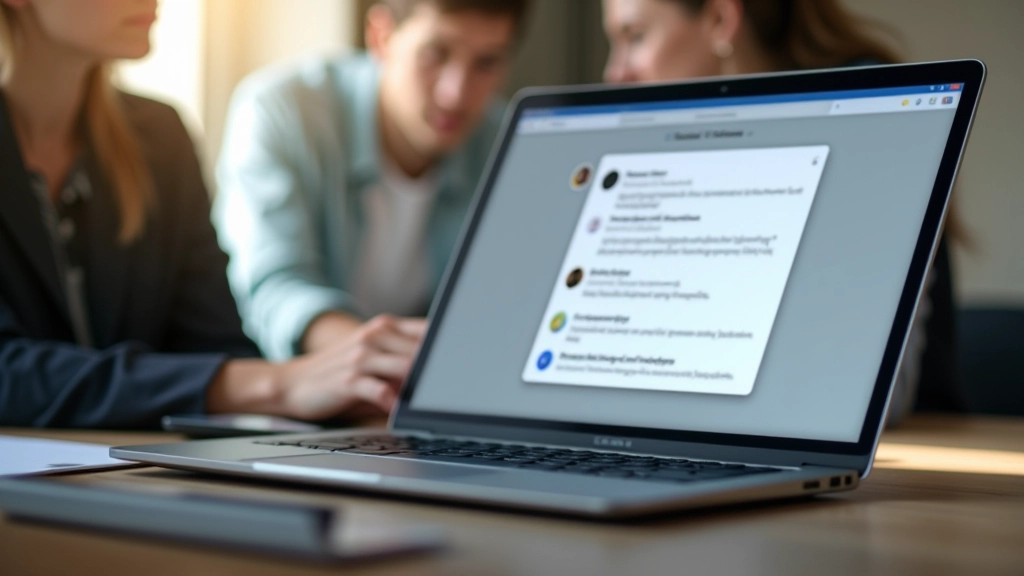 Laptop screen showing comment section with thoughtful discussions between users