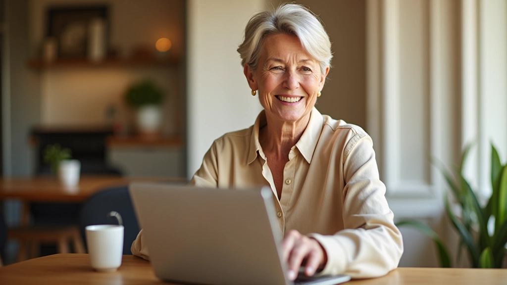 Adult learning to use social media on a laptop
